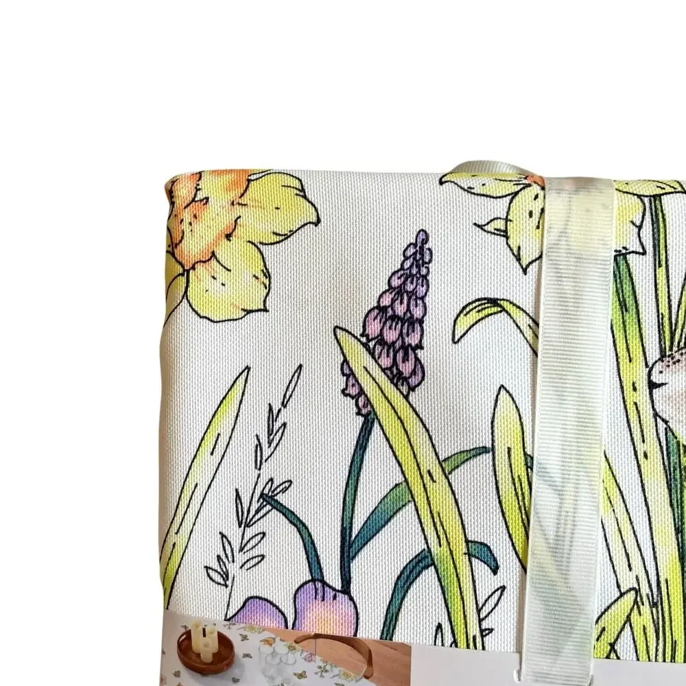 The Farmhouse Spring Floral Bunnies Easter Tablecloth 60x120 Pop of Color New